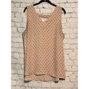 Maurices Women's XL Sleeveless V Neck Blouse with Back Cross Strap Dot Pattern